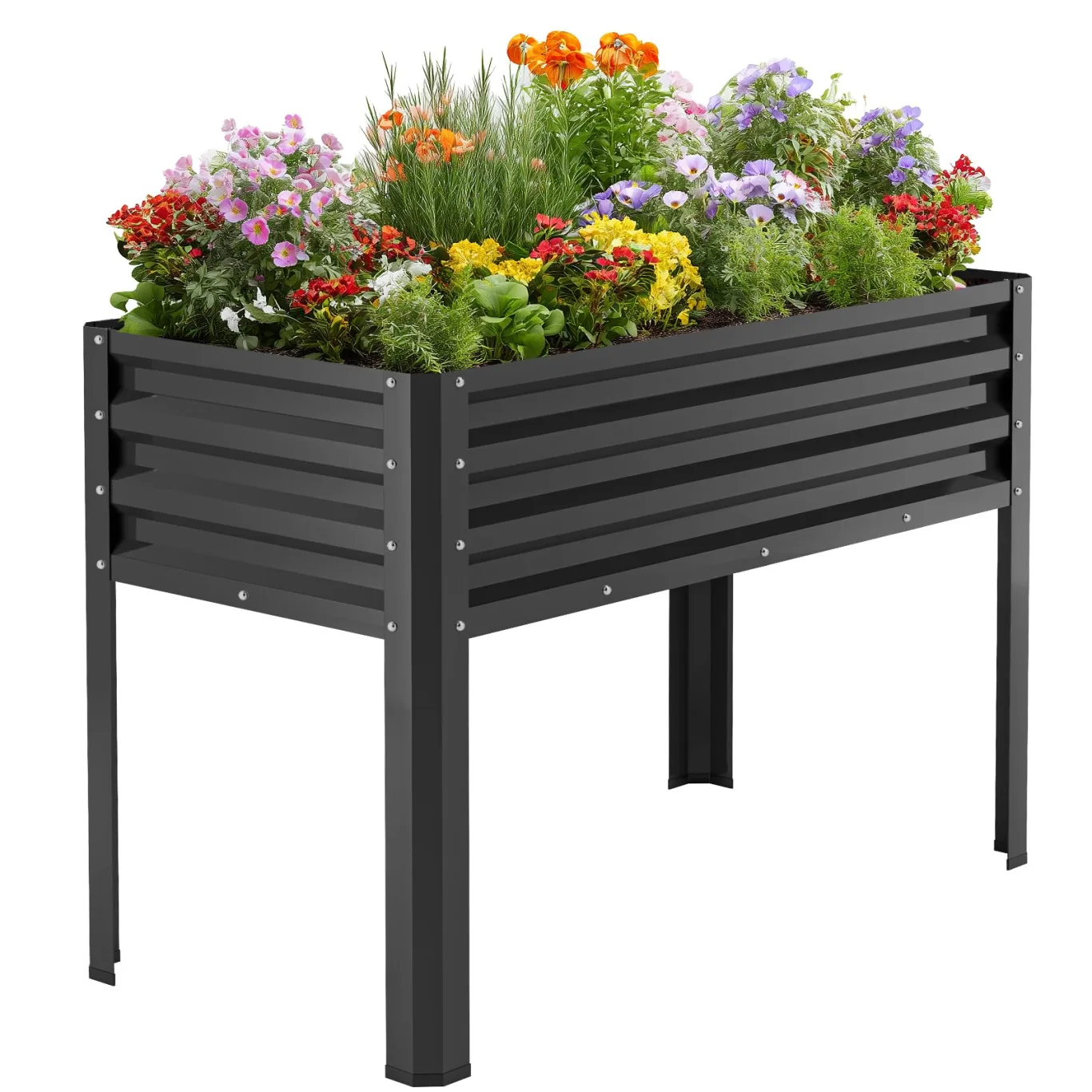 Hochbeet aus Metall, Verzinkter Stahl Rostfrei, 116x60x80 cm Hochbeet für Garten, Terrasse & Balkon, Pflanzkasten für Gemüse, Kräuter und Blumen, Langlebiges Pflanzbeet - Bild 1