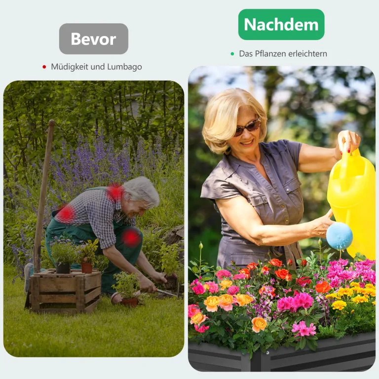 Hochbeet aus Metall, Verzinkter Stahl Rostfrei, 116x60x80 cm Hochbeet für Garten, Terrasse & Balkon, Pflanzkasten für Gemüse, Kräuter und Blumen, Langlebiges Pflanzbeet – Bild 2