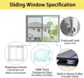 Horizontales Schiebefenster aus Aluminium mit Sicherheitsschloss, gehärtetes Glas, 93 x 40 cm, ideal für Hühnerställe, Gewächshäuser und Schuppen im Freien, weißes Finish - Thumbnail 2