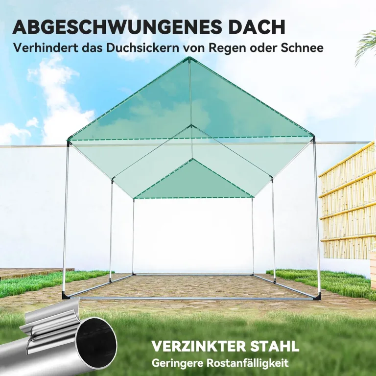 Outsunny Gewächshaus 3 x 2 x 2 m Foliengewächshaus mit Breiter Rollbar Reißverschlusstür, Moskitonetz, Spitzdach 4 Fenster, UV-beständiger Folientunnel, Winterfest Tomatenhaus mit Erdanker, Weiß – Bild 6