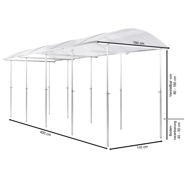 Beckmann Tomatendach PSR4 – Stabile Tomatenüberdachung & Überdachung für Hochbeet 400x150 cm – Winterfestes Alu Schutzdach, hagelfeste 6mm Platten gegen Braunfäule – Höhenverstellbar – Bild 5