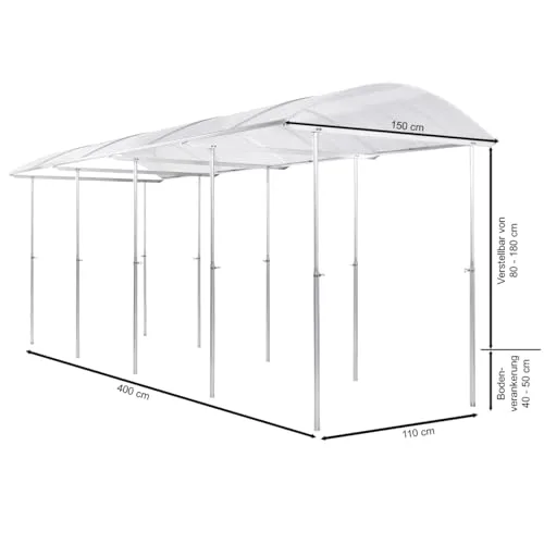 Beckmann Tomatendach PSR4 – Stabile Tomatenüberdachung & Überdachung für Hochbeet 400x150 cm – Winterfestes Alu Schutzdach, hagelfeste 6mm Platten gegen Braunfäule – Höhenverstellbar – Bild 10