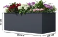 Hochbeet Metall Anthrazit - Premium Hochbeet aus pulverbeschichtetem Stahlblech für Garten, Schneckenschutz, wetterfest, ideal für Kräuterbeet, Frühbeet & Blumenkasten (XL: B200cm x T100cm x H77cm) - Thumbnail 3