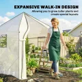 Outsunny 160 x 160 x 200 cm Begehbares Gewächshaus für den Außenbereich mit verstärktem Stahlrahmen und PE-Abdeckung, großes Pflanzenhaus mit Rolltür und 3 Netzfenstern, mit PE-Bodenabdeckung, weiß - Thumbnail 3