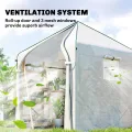 Outsunny 160 x 160 x 200 cm Begehbares Gewächshaus für den Außenbereich mit verstärktem Stahlrahmen und PE-Abdeckung, großes Pflanzenhaus mit Rolltür und 3 Netzfenstern, mit PE-Bodenabdeckung, weiß - Thumbnail 5
