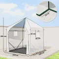 Outsunny 160 x 160 x 200 cm Begehbares Gewächshaus für den Außenbereich mit verstärktem Stahlrahmen und PE-Abdeckung, großes Pflanzenhaus mit Rolltür und 3 Netzfenstern, mit PE-Bodenabdeckung, weiß - Thumbnail 7