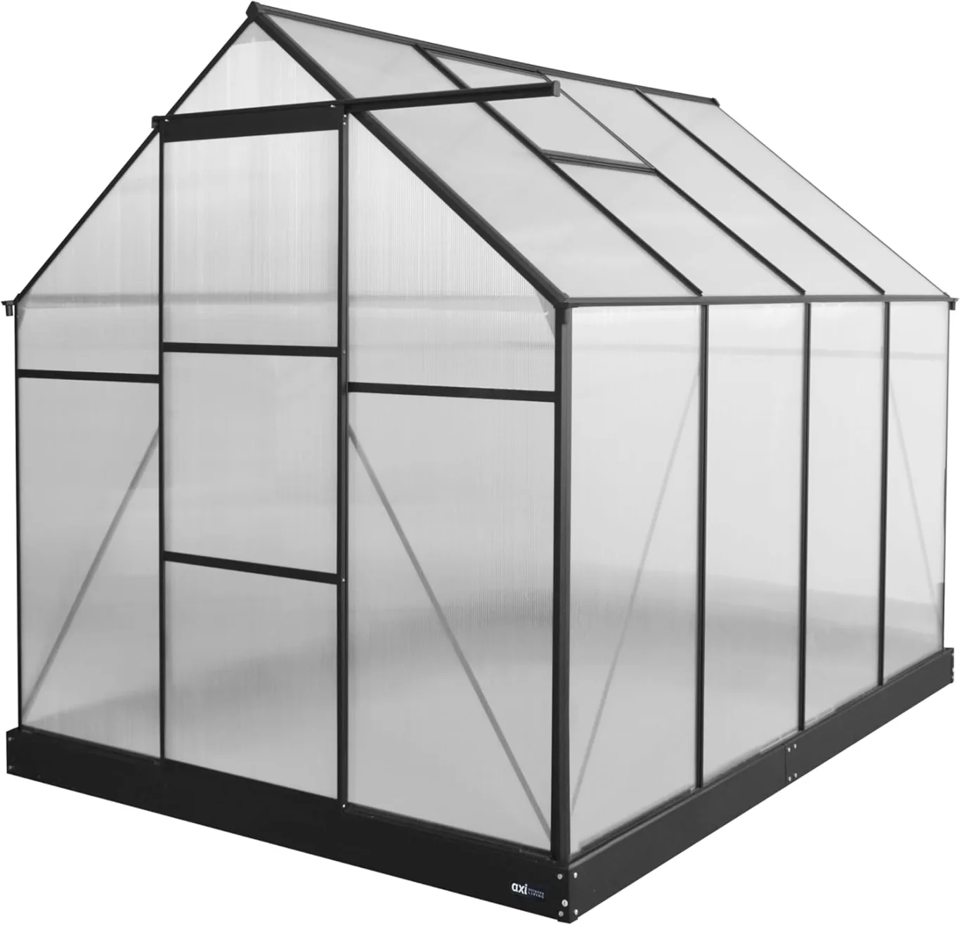 AXI Simon Gewächshaus aus Aluminium & Polycarbonat in Schwarz | Treibhaus mit Schiebetür & Fenster Winterfest | Mit integrierter Drainage | 250x190x207 cm - Bild 1
