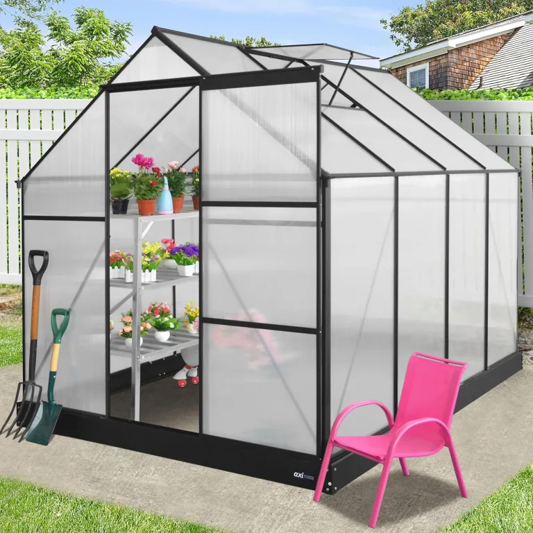 AXI Simon Gewächshaus aus Aluminium & Polycarbonat in Schwarz | Treibhaus mit Schiebetür & Fenster Winterfest | Mit integrierter Drainage | 250x190x207 cm – Bild 2