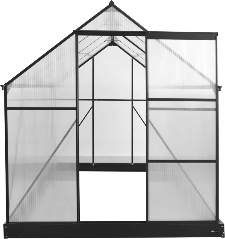 AXI Simon Gewächshaus aus Aluminium & Polycarbonat in Schwarz | Treibhaus mit Schiebetür & Fenster Winterfest | Mit integrierter Drainage | 250x190x207 cm – Bild 3