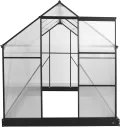 AXI Simon Gewächshaus aus Aluminium & Polycarbonat in Schwarz | Treibhaus mit Schiebetür & Fenster Winterfest | Mit integrierter Drainage | 250x190x207 cm - Thumbnail 3