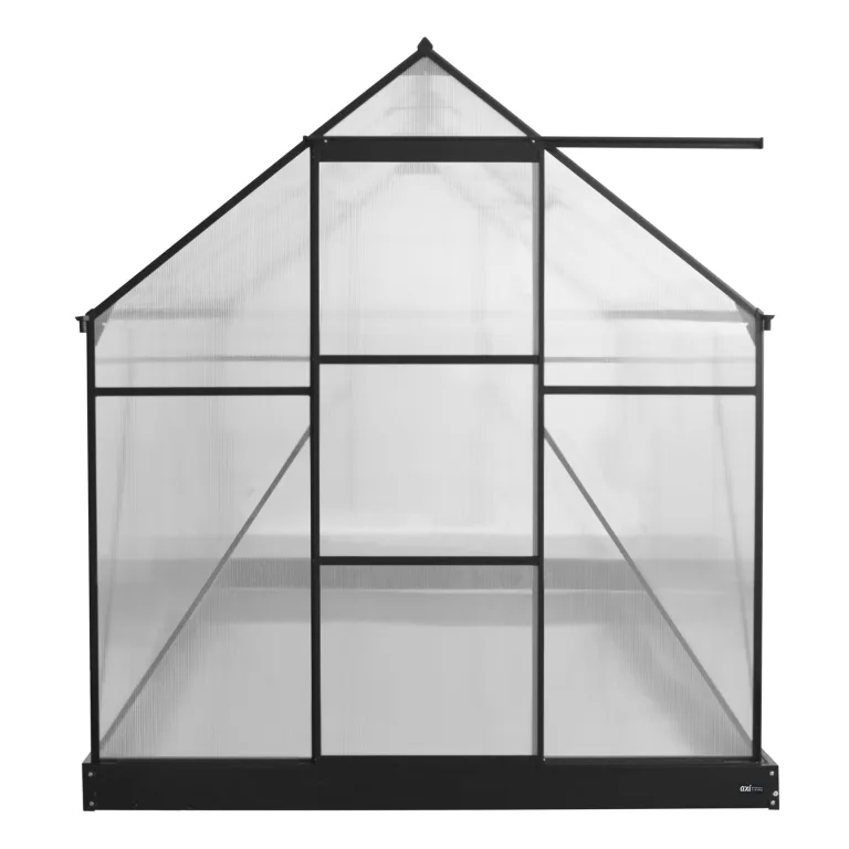 AXI Simon Gewächshaus aus Aluminium & Polycarbonat in Schwarz | Treibhaus mit Schiebetür & Fenster Winterfest | Mit integrierter Drainage | 310x190x207 cm – Bild 2