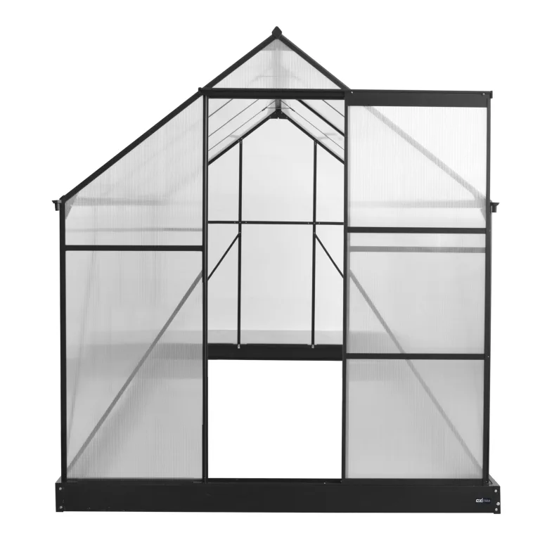 AXI Simon Gewächshaus aus Aluminium & Polycarbonat in Schwarz | Treibhaus mit Schiebetür & Fenster Winterfest | Mit integrierter Drainage | 310x190x207 cm – Bild 5