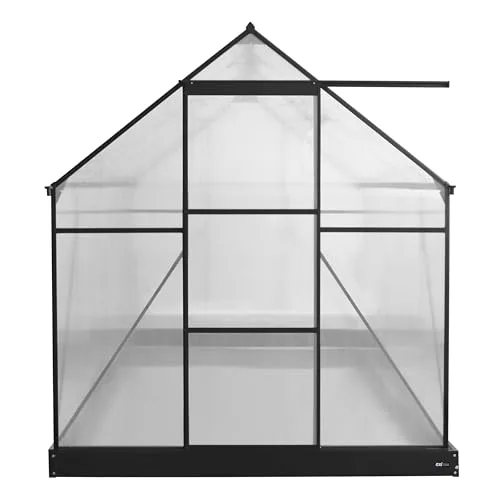 AXI Simon Gewächshaus aus Aluminium & Polycarbonat in Schwarz | Treibhaus mit Schiebetür & Fenster Winterfest | Mit integrierter Drainage | 310x190x207 cm – Bild 10