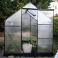 AXI Simon Gewächshaus aus Aluminium & Polycarbonat in Schwarz | Treibhaus mit Schiebetür & Fenster Winterfest | Mit integrierter Drainage | 310x190x207 cm - Thumbnail 3