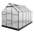 AXI Simon Gewächshaus aus Aluminium & Polycarbonat in Schwarz | Treibhaus mit Schiebetür & Fenster Winterfest | Mit integrierter Drainage | 310x190x207 cm - Thumbnail 9