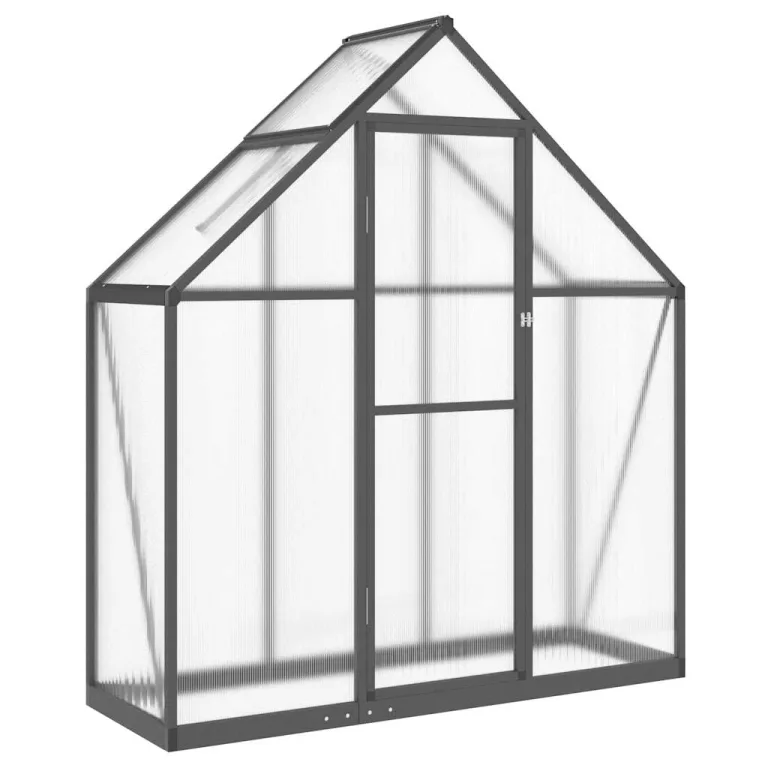 Hommdiy Gewächshaus mit Fundamentrahmen Anthrazit 169x114x202 cm Alu Pflanzenhaus mit Dachrinnensystem Flügeltür Treibhaus für Pflanzen Frühbeet – Bild 2