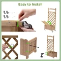 Rankgitter Pflanzkasten mit Rollen, Holz Hochbeet mit Spalier, wetterbeständiger Pflanzenkübel mit Drainagelöchern, mobiler Blumenkasten für Garten, Balkon & Terrasse, 49x28x116cm-Hellbraun - Thumbnail 9