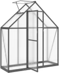 Hommdiy Gewächshaus mit Fundamentrahmen Anthrazit 224x169x195 cm Alu Pflanzenhaus mit Dachrinnensystem Flügeltür Treibhaus für Pflanzen Frühbeet - Thumbnail 4