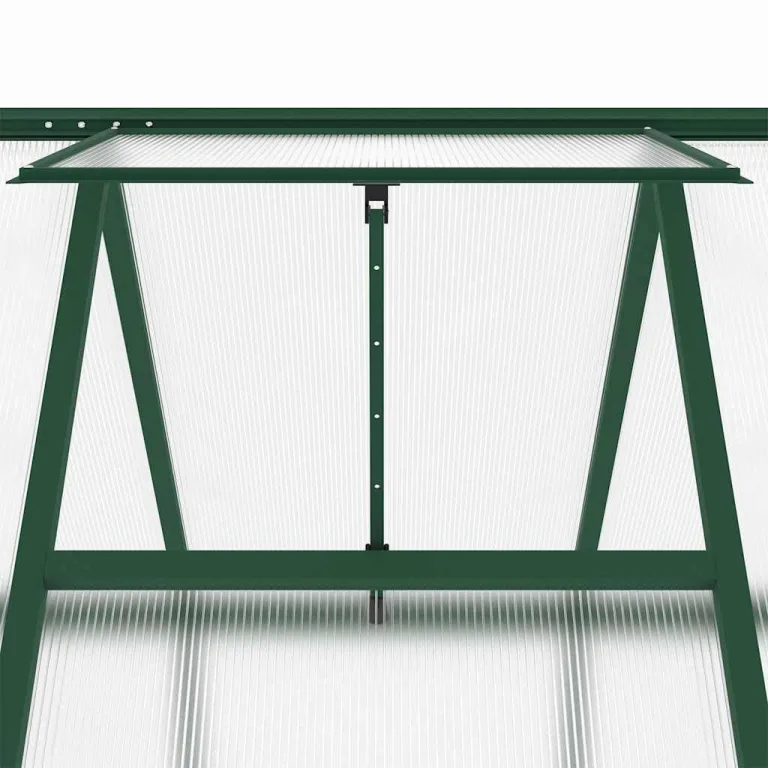 Hommdiy Gewächshaus mit Fundamentrahmen Grün 169x169x202 cm Aluminimum Pflanzenhaus mit Dachrinnensystem Flügeltür Treibhaus für Pflanzen Frühbeet – Bild 5