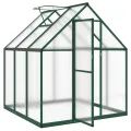 Hommdiy Gewächshaus mit Fundamentrahmen Grün 169x169x202 cm Aluminimum Pflanzenhaus mit Dachrinnensystem Flügeltür Treibhaus für Pflanzen Frühbeet - Thumbnail 4