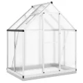 Gewächshaus mit Fundamentrahmen - Aluminium/PC, Pflanzenhaus mit Dachrinnensystem Flügeltür, Treibhaus für Pflanzen, Frühbeet (169 x 114 x 202 cm) - Thumbnail 1