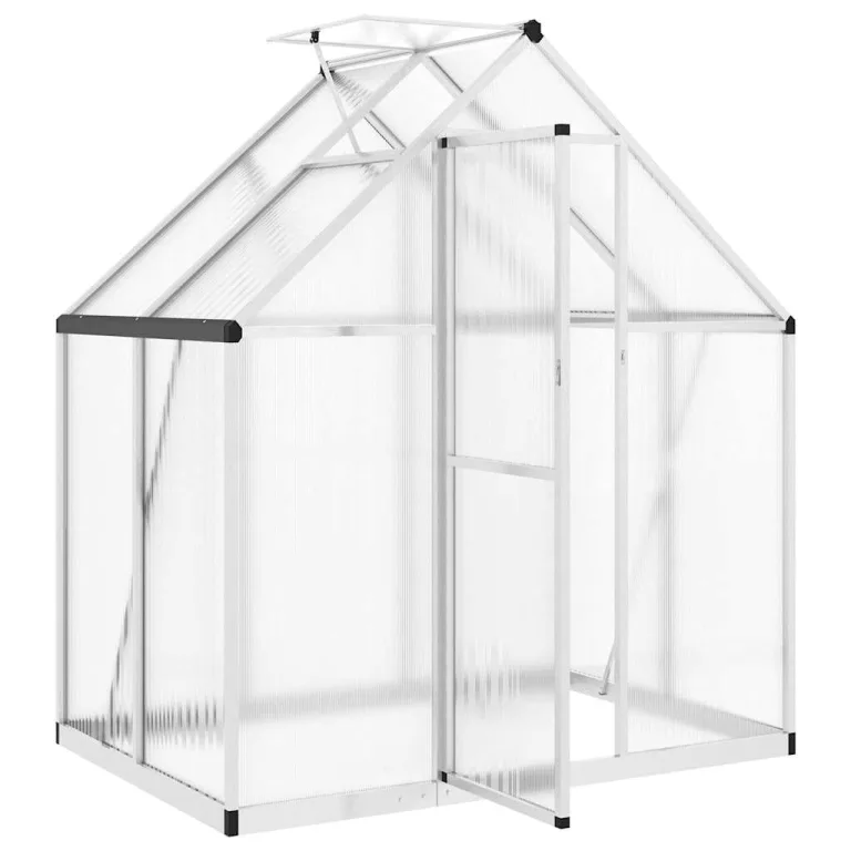 Gewächshaus mit Fundamentrahmen - Aluminium/PC, Pflanzenhaus mit Dachrinnensystem Flügeltür, Treibhaus für Pflanzen, Frühbeet (169 x 114 x 195 cm) – Bild 6