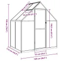 Gewächshaus mit Fundamentrahmen - Aluminium/PC, Pflanzenhaus mit Dachrinnensystem Flügeltür, Treibhaus für Pflanzen, Frühbeet (169 x 114 x 195 cm) - Thumbnail 3