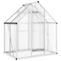 Gewächshaus mit Fundamentrahmen - Aluminium/PC, Pflanzenhaus mit Dachrinnensystem Flügeltür, Treibhaus für Pflanzen, Frühbeet (169 x 114 x 195 cm) - Thumbnail 5