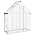 Gewächshaus mit Fundamentrahmen - Aluminium/PC, Pflanzenhaus mit Dachrinnensystem Flügeltür, Treibhaus für Pflanzen, Frühbeet (169 x 58 x 195 cm) - Thumbnail 1