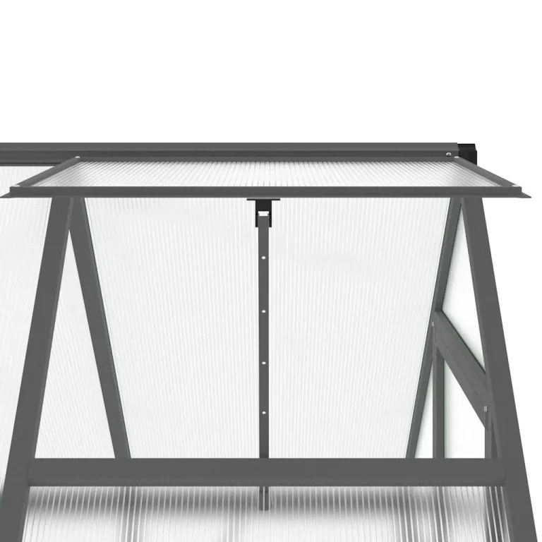 Gewächshaus mit Fundamentrahmen - Aluminium/PC, Pflanzenhaus mit Dachrinnensystem Flügeltür, Treibhaus für Pflanzen, Frühbeet (169 x 114 x 202 cm) – Bild 8