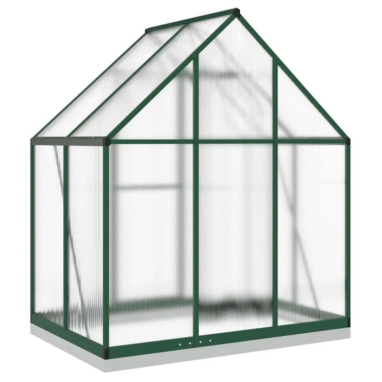 Gewächshaus mit Fundamentrahmen - Aluminium/PC, Pflanzenhaus mit Dachrinnensystem Flügeltür, Treibhaus für Pflanzen, Frühbeet (169 x 114 x 202 cm) – Bild 5