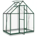 Gewächshaus mit Fundamentrahmen - Aluminium/PC, Pflanzenhaus mit Dachrinnensystem Flügeltür, Treibhaus für Pflanzen, Frühbeet (169 x 114 x 202 cm) - Thumbnail 6