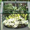 Outsunny Quadratischer Gartenbeet mit Mini-Gewächshaus, Hochbeet, Blumenkasten aus verzinktem Stahl, für Kräuter und Gemüse im Garten, Balkon, Terrasse, Dunkelgrau - Thumbnail 9