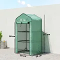 Outsunny Gewächshaus mit 3 Regalböden, Balkongewächshaus, verstärkte PE-Plane, Stahlrahmen, aufrollbare Reißverschlusstür, für Gemüse, Pflanzen und Blumen, 59 x 39 x 127 cm, grün - Thumbnail 7