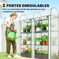 Outsunny Garten-Gewächshaus mit 3 Regalen, kleines Balkongewächshaus aus PVC-Plane und Stahlrahmen, 2 Rolltüren, für Gemüse, Pflanzen, Blumen, 143 x 46 x 164 cm, transparent - Thumbnail 4