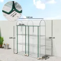 Outsunny Garten-Gewächshaus mit 3 Regalen, kleines Balkongewächshaus aus PVC-Plane und Stahlrahmen, 2 Rolltüren, für Gemüse, Pflanzen, Blumen, 143 x 46 x 164 cm, transparent - Thumbnail 7