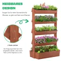 Vertikales Holz Hochbeet mit 5 Etagen Premium Blumenkasten, Frei stehender Blumentreppe Pflanztreppe Gemüsebeet Kräuterbeet Blumenbeet Pflanzkasten für Kräuter, Gemüse, Blumen - Thumbnail 6