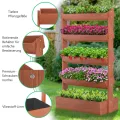 Vertikales Holz Hochbeet mit 5 Etagen Premium Blumenkasten, Frei stehender Blumentreppe Pflanztreppe Gemüsebeet Kräuterbeet Blumenbeet Pflanzkasten für Kräuter, Gemüse, Blumen - Thumbnail 7