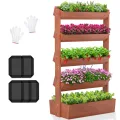 Vertikales Holz Hochbeet mit 5 Etagen Premium Blumenkasten, Frei stehender Blumentreppe Pflanztreppe Gemüsebeet Kräuterbeet Blumenbeet Pflanzkasten für Kräuter, Gemüse, Blumen - Thumbnail 1