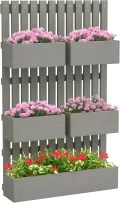 Outsunny Hochbeet Holz, verstellbar Pflanzbeet mit Rankgitter Frühbeet Gartenbeet Blumenkasten Pflanzkasten 60x16x100cm für Garten Balkon, Gartenspalier für Blumen, Kletterpflanzen, Gemüse Kräuter - Thumbnail 1