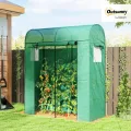Outsunny Tomatengewächshaus Foliengewächshaus mit Rolltor Netzfenster Bogendach 170 x 68 x 200 cm Stabil Treibhaus mit PE-Folie Erdhaken Tomatenhaus Gewächshaus für Garten, Balkon, Terrasse Grün - Thumbnail 2