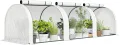 Outsunny Gewächshaus mit Gitterfolie Aufrollbar Seitenwände, UV-beständig Winterfest Foliengewächshaus aus Stahl, Tomatenhaus ca.300 x 100 x 80 cm, Treibhaus für Tomaten Gemüse Pflanzen Weiß - Thumbnail 1