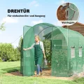 Outsunny Gewächshaus 3 x 2 x 2 m Foliengewächshaus mit Abschließbar Anschlag-Tür 6 Rollbar Netzfenster Stützstangen Verlängerte Kanten, UV-beständig Folientunnel, Winterfest Tomatenhaus, Grün - Thumbnail 4