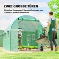 Outsunny Gewächshaus 3 x 2 x 2 m Foliengewächshaus mit Rollbar 2 Reißverschlusstür & 6 Netzfenster Stützstangen Verlängerte Kanten, UV-beständig Folientunnel, Winterfest Tomatenhaus, Grün - Thumbnail 5