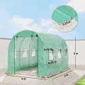 Outsunny Gewächshaus 3 x 2 x 2 m Foliengewächshaus mit Rollbar 2 Reißverschlusstür & 6 Netzfenster Stützstangen Verlängerte Kanten, UV-beständig Folientunnel, Winterfest Tomatenhaus, Grün - Thumbnail 7