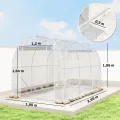 Outsunny Gewächshaus ca. 3 x 2 x 2 m Foliengewächshaus mit Rollbar Reißverschlusstür, Stützstangen Verlängerte Kanten 150g/m² PE UV-beständig Folientunnel, Winterfest Tomatenhaus, Transparent - Thumbnail 7