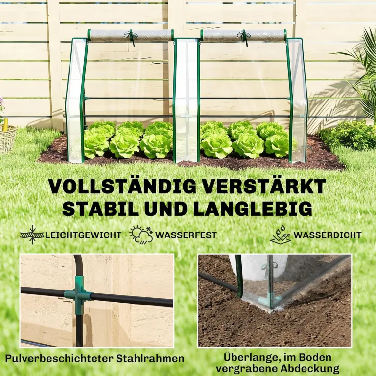 Outsunny Gewächshaus mit Reißverschlussfenster, Winterfest Foliengewächshaus aus Stahl, Treibhaus für Balkon, Garten, 180 x 90 x 90 cm, Tomatenhaus für Tomaten, Gemüse, Blumen, Transparent – Bild 5
