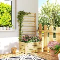 Outsunny Hochbeet mit Rankgitter Holz erhöhter Blumenkasten mit Spalier Abflussloch Vliesstoff, Pflanzkasten Pflanzkübel Blumenkübel Rankkasten für Kletterpflanzen Garten 60 x 39 x 120 cm Naturholz - Thumbnail 9