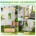 COSTWAY Blumenkasten mit Rankgitter & hängendem Dach, Pflanzkasten mit Rankhilfe, Hochbeet für Kletterpflanzen & hängende Körbe, für Garten Hof Terrasse, Pflanzkübel Holz, Natur, 66x32x152cm - Thumbnail 8
