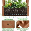 COSTWAY Blumenkasten mit Rankgitter & hängendem Dach, Pflanzkasten mit Rankhilfe, Hochbeet für Kletterpflanzen & hängende Körbe, für Garten Hof Terrasse, Pflanzkübel Holz, Braun, 66x32x152cm - Thumbnail 6